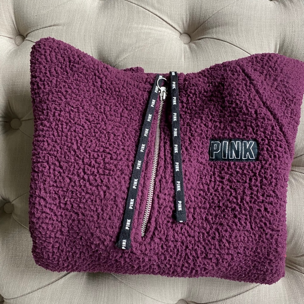 Victoria’s Secret PINK Sherpa Hoodie Maroon color